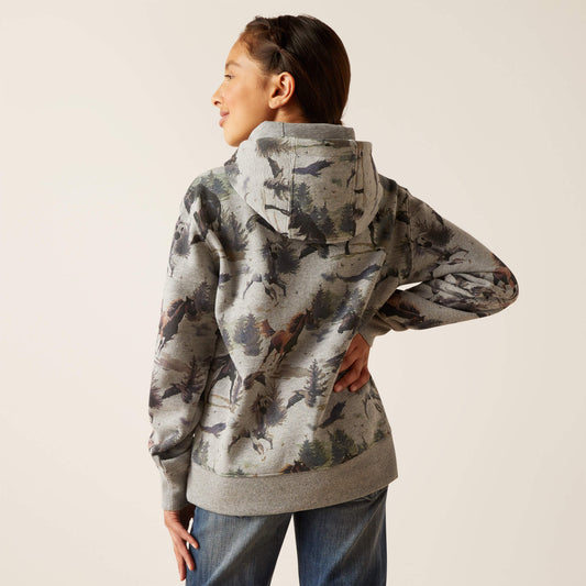 Girls Hooded Horse Sweatshirt