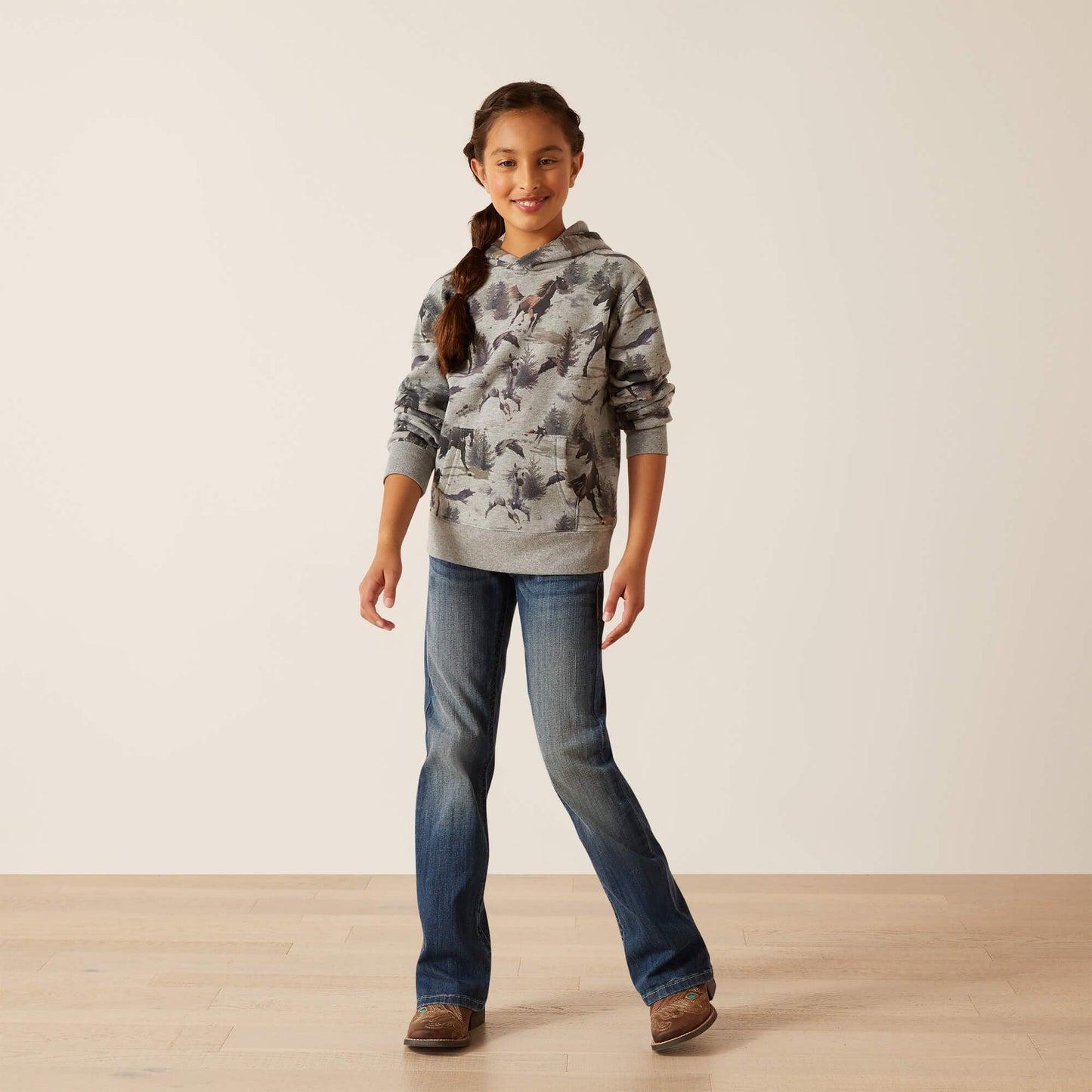 Girls Hooded Horse Sweatshirt