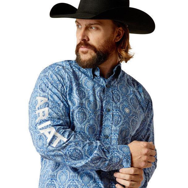 Ariat Fitted Blue Medallion Shirt Sz L