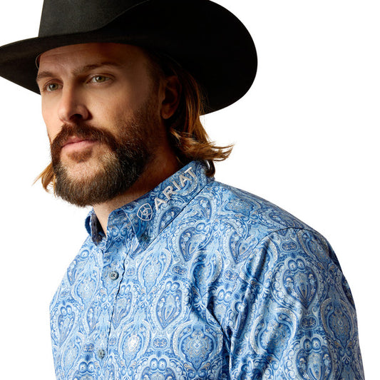 Ariat Fitted Blue Medallion Shirt Sz L