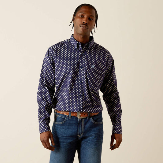 Mens Ariat Stone Navy Print Shirt