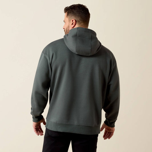 Mens Ariat Logo Hooded Sweatshirt Steel Green