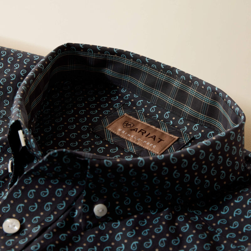 Mens Ariat Phantom Paisley Black/turquoise Long Sleeve Shirt