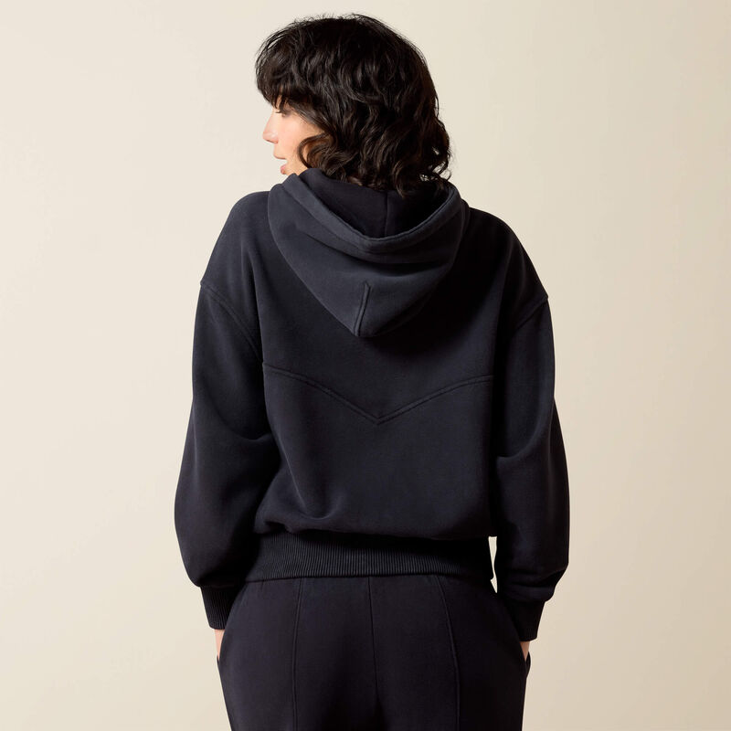 Ariats Compass Black 1/2 Zip Hooded Sweatshirt