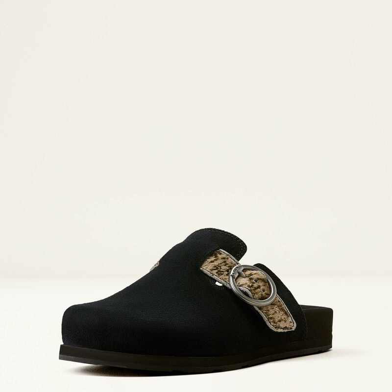 Ariat Womens Black Suede/Brindle Hair On Country Mule Shoe