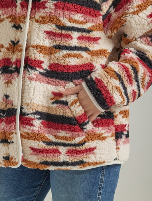 Cream/Red Berber Jacket