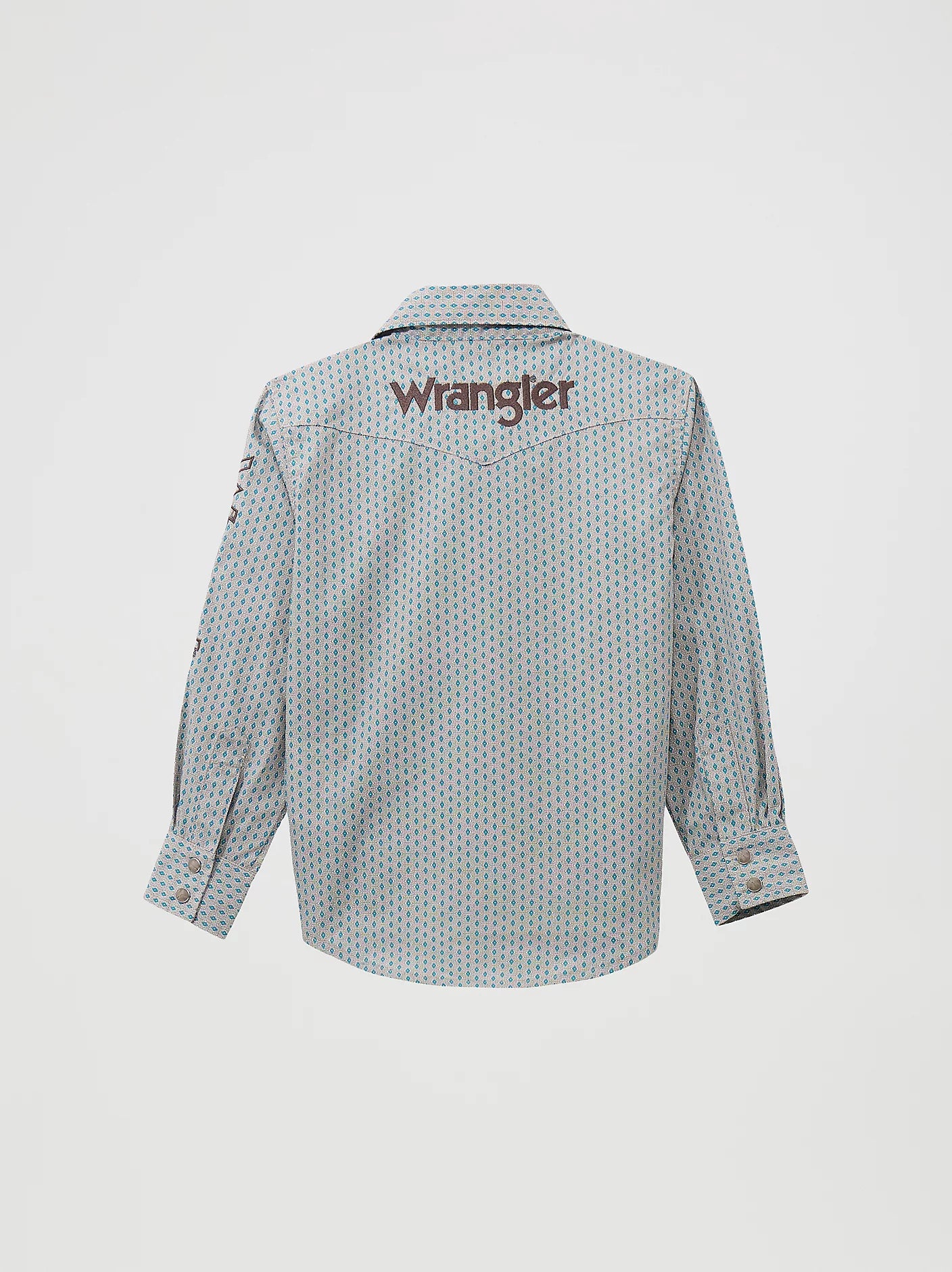Boys Wrangler Gray/Turquoise Logo Snap Shirt