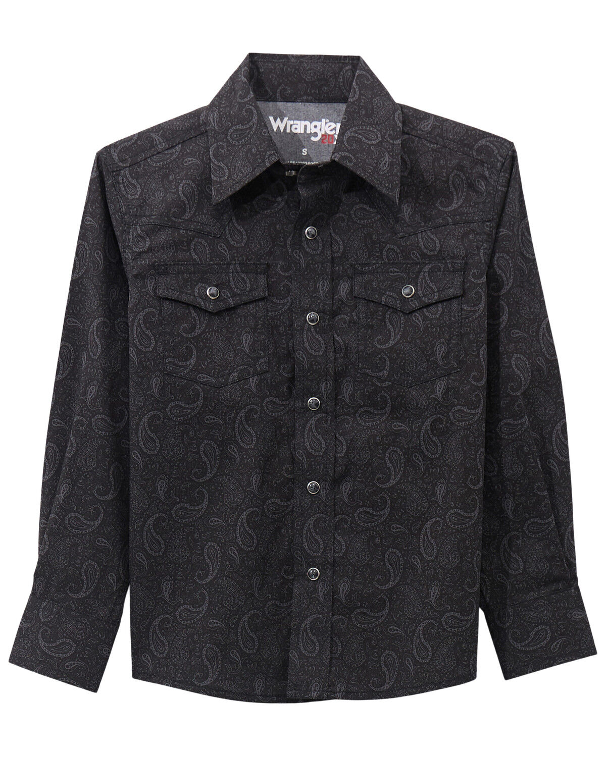 Wrangler Boys Black Paisley Snap Shirt