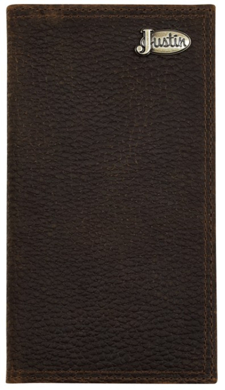 Justin Dark brown pebbled leather wallets