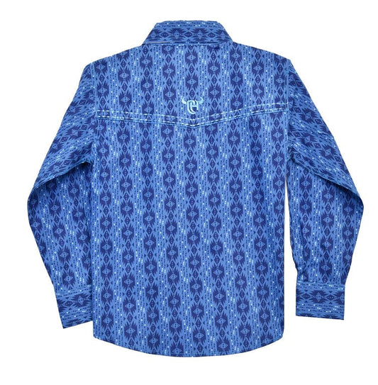 Boys Tonal Blue Aztec Snap