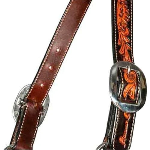 Chocolate Floral Engraved Leather Halter