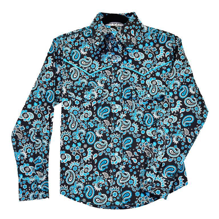 Girls Black/turquoise Paisley Snap