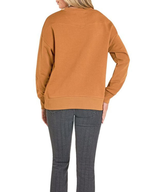 Womens Brass Bootstitch Embossed Crew Neck Sweathshirt