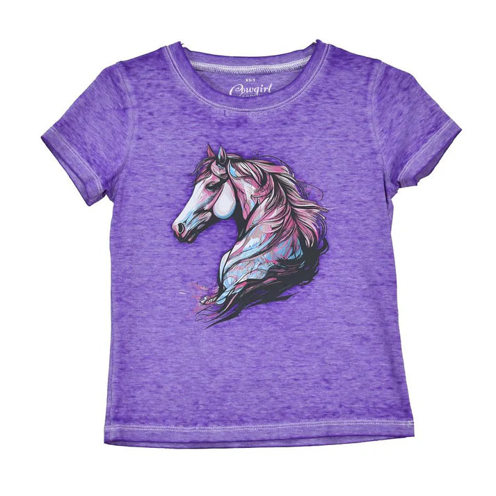 Infant/Toddler/Girls Purple Watercolor Horse Tee
