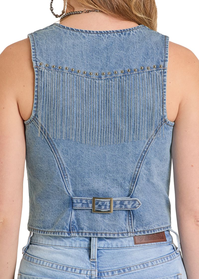 Womens Rock & Roll Denim Fringed Vest
