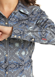 Blue/Gray Aztec Print Snap