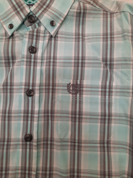 Turquoise/Grey plaid shirt