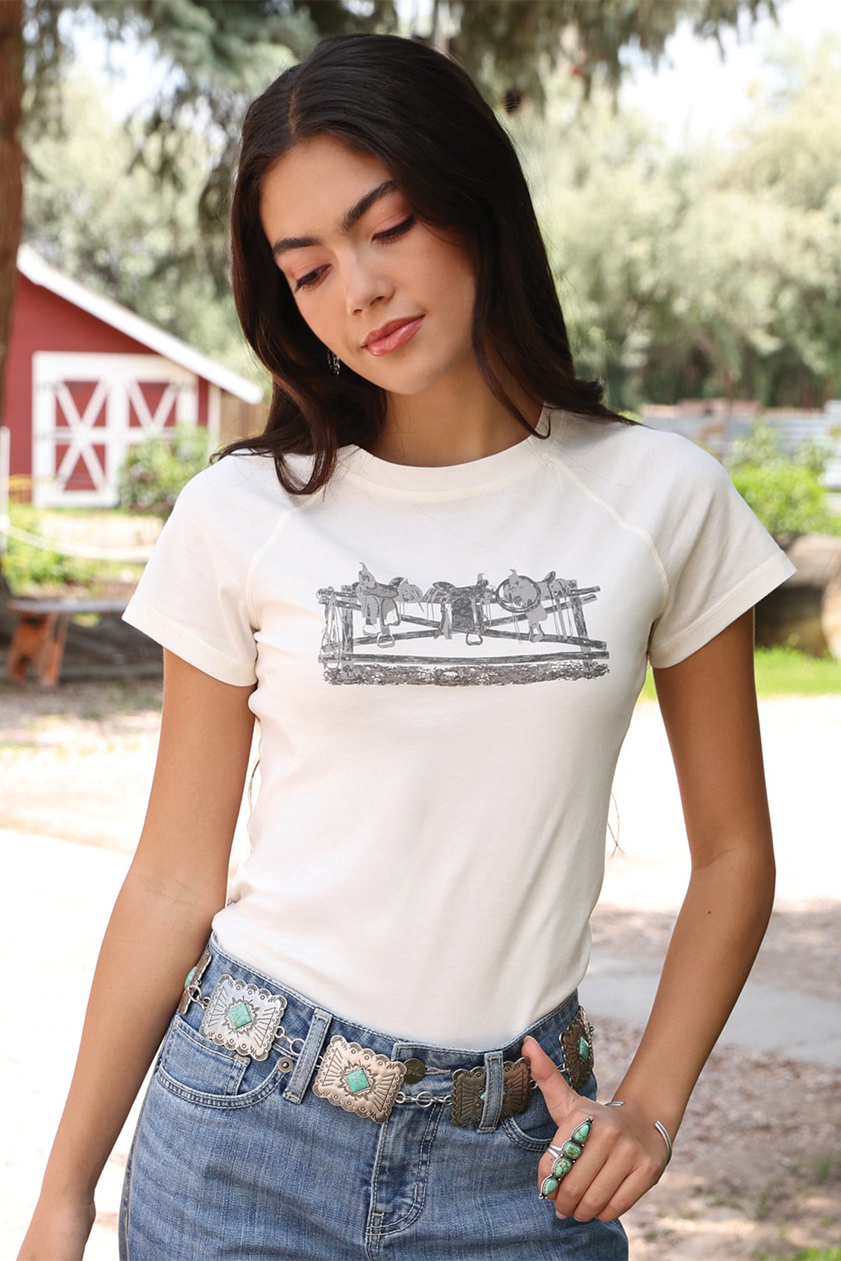 Cruel Denim Fence Saddles Cream Tee