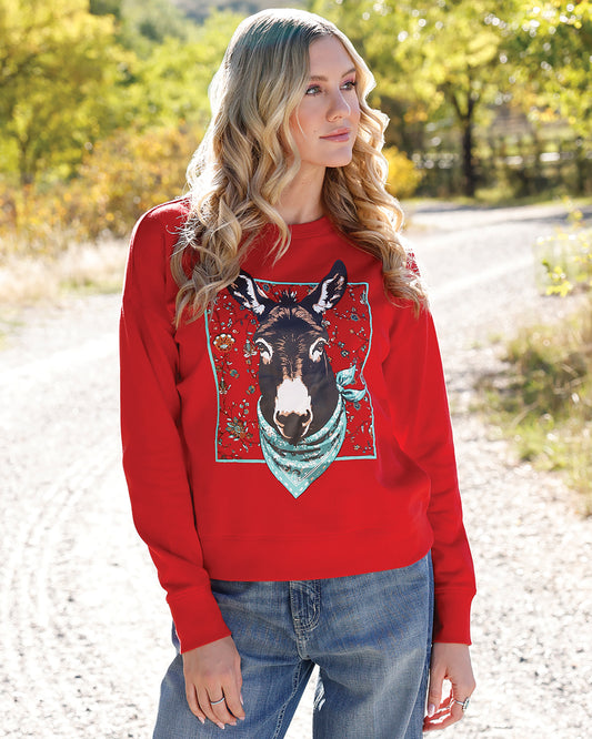 Womens Happy Donk Crew Neck Sweatshirt