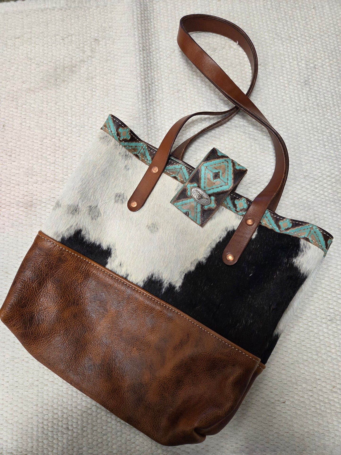 HS Leather Hide-On Leather tote Bag