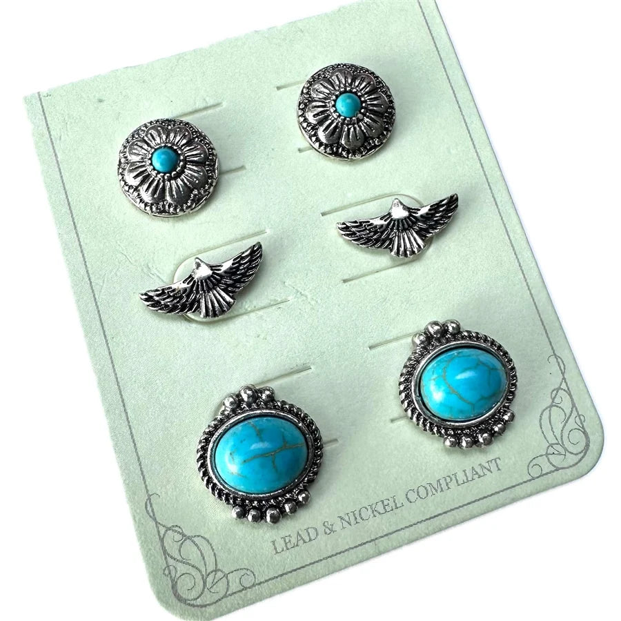 Silver Turquoise Earring set
