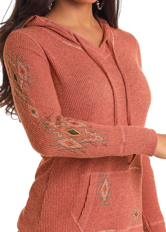 Mauve Embroidered Sweater Hood