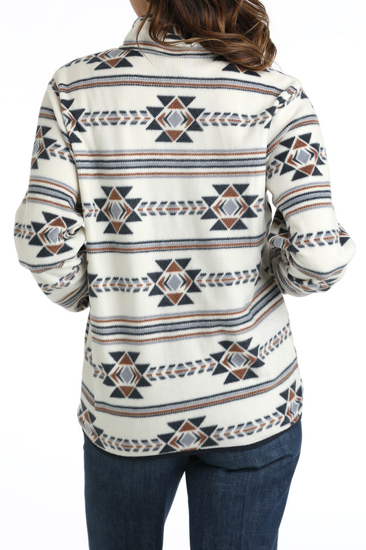 Cream/Blue Aztec 1/4 snap Fleece