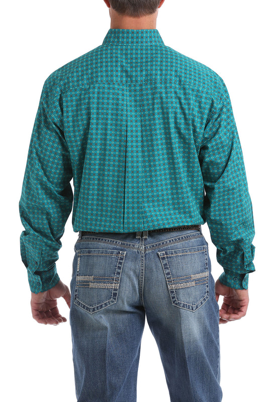Cinch Green Geometric Print Shirt