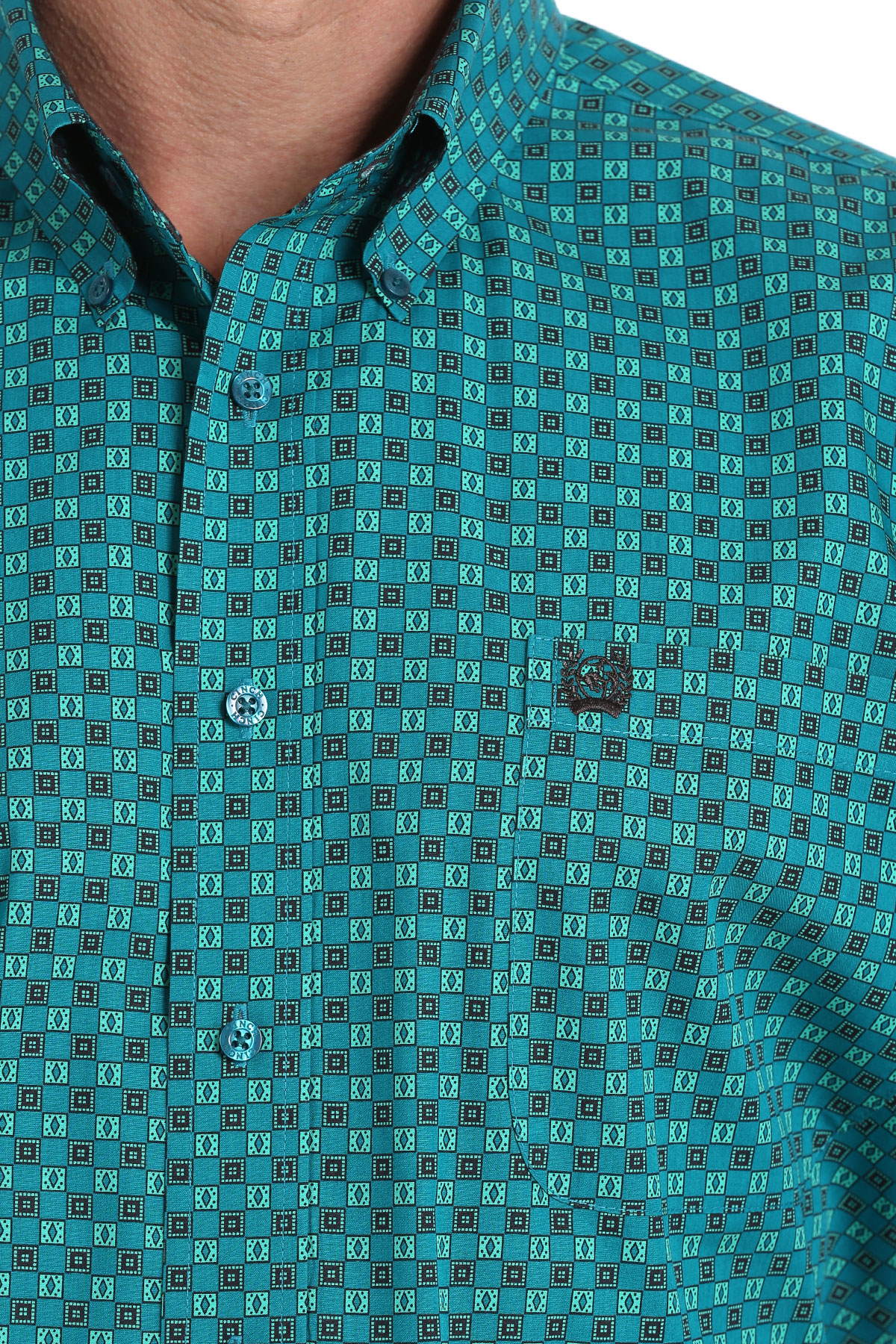 Cinch Green Geometric Print Shirt