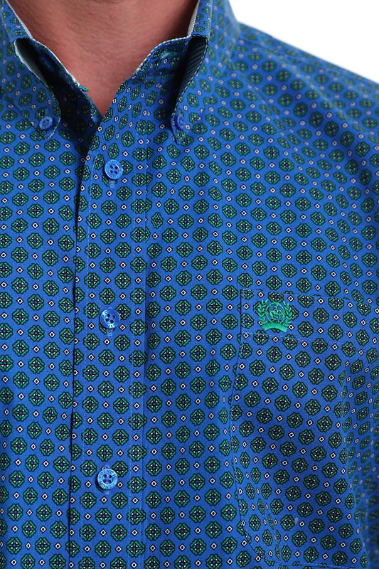 Mens Cinch Royal Blue/Green Shirt