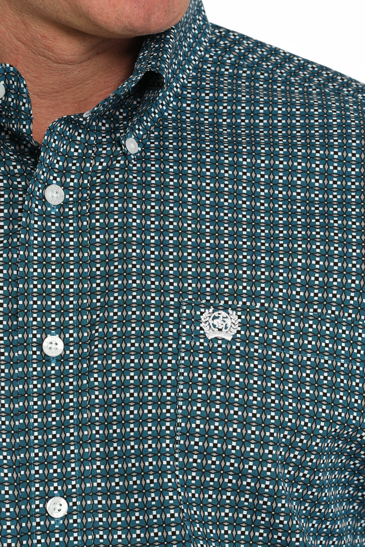 Mens Teal Geometric Print