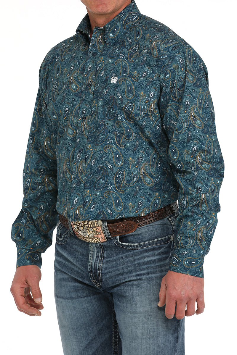 Cinch Mens Teal Paisley Shirt