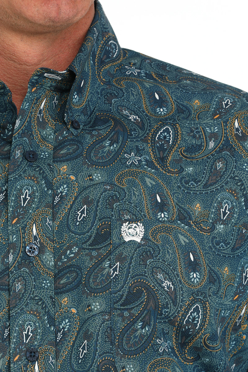 Cinch Mens Teal Paisley Shirt