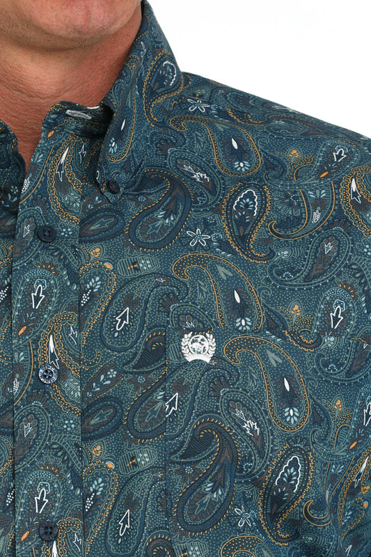 Cinch Mens Teal Paisley Shirt