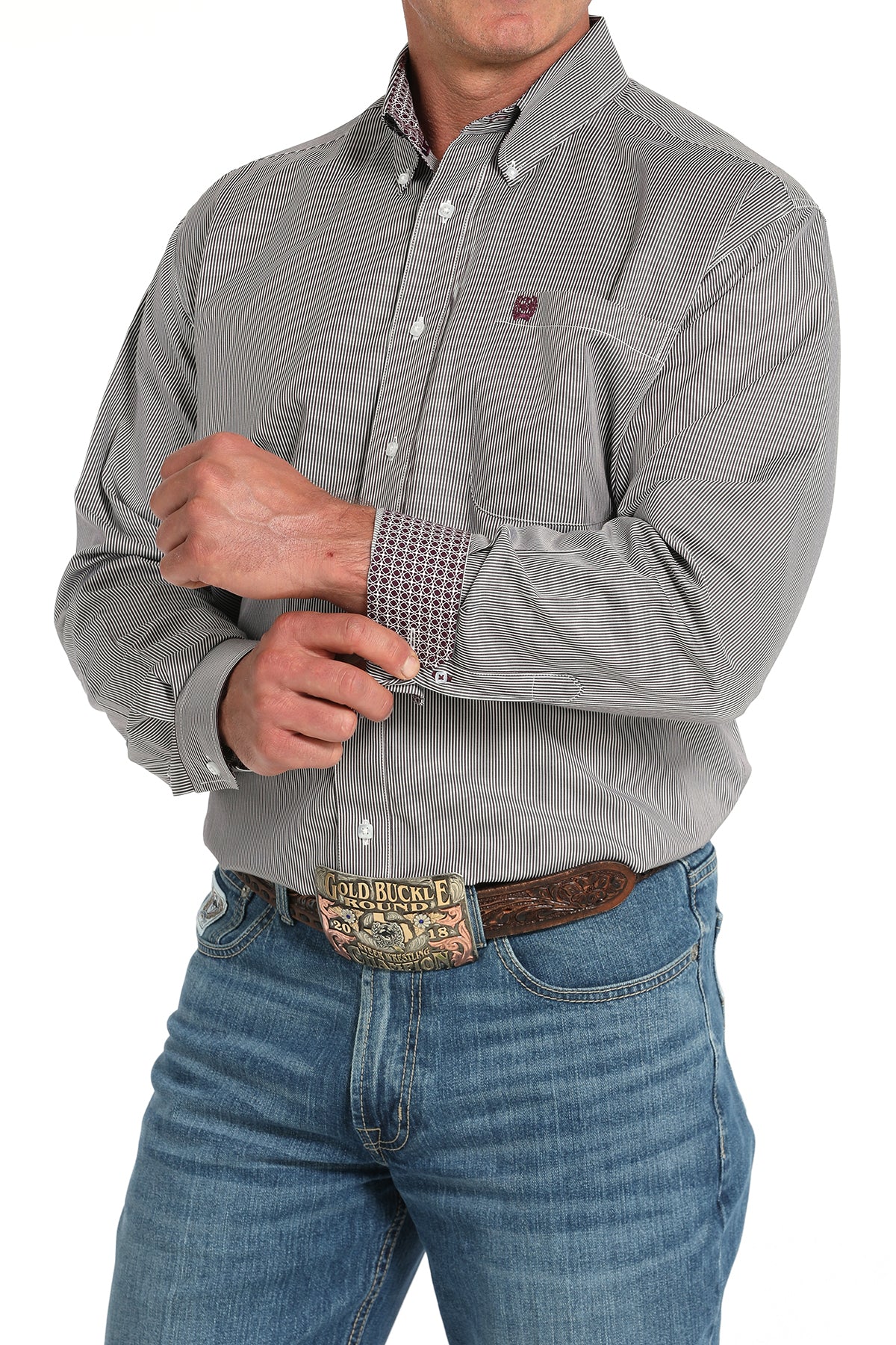 Mens Cinch Purple Stripe Tencel Shirt