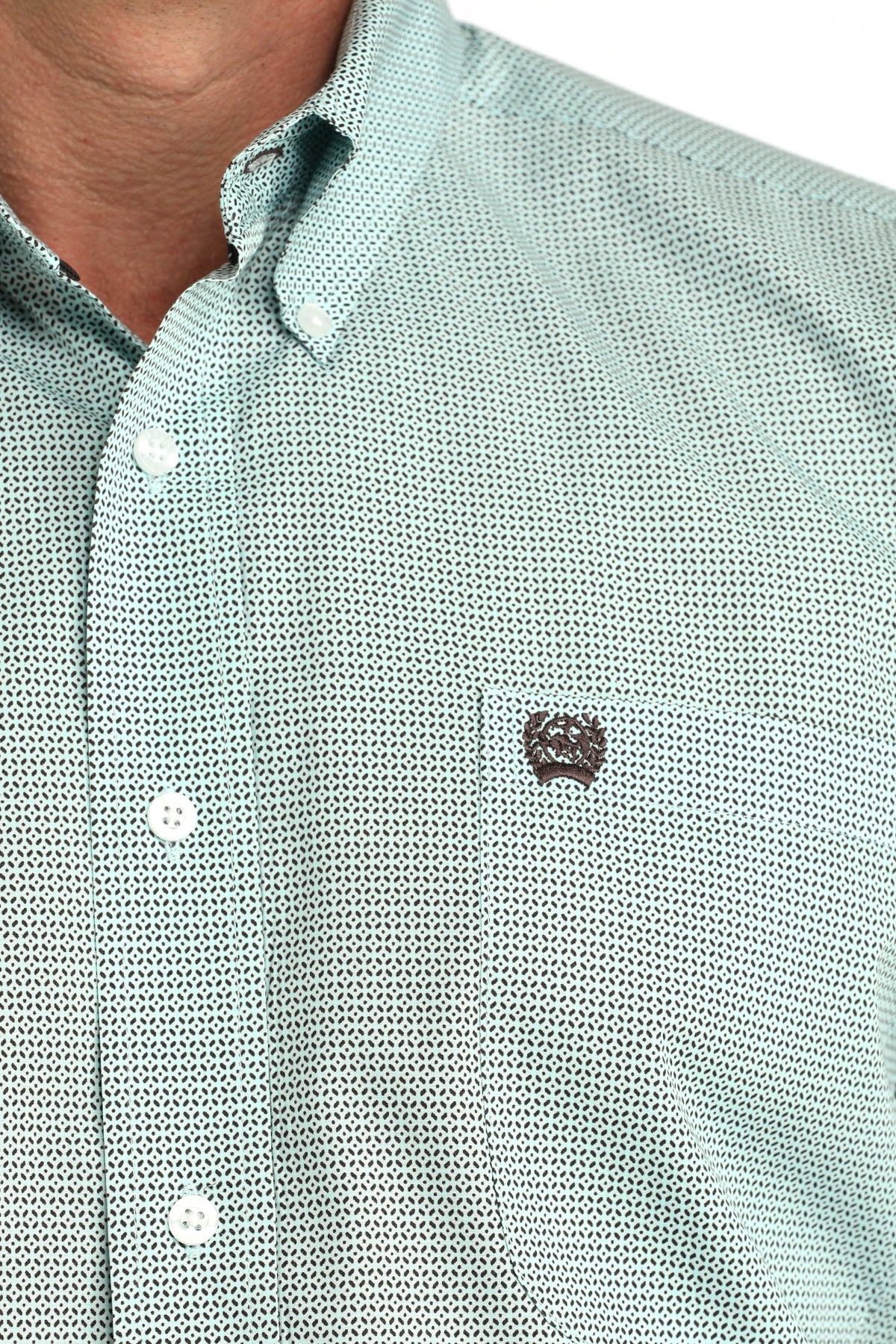 Mens Cinch Light Blue/Green Long Sleeved Button Shirt