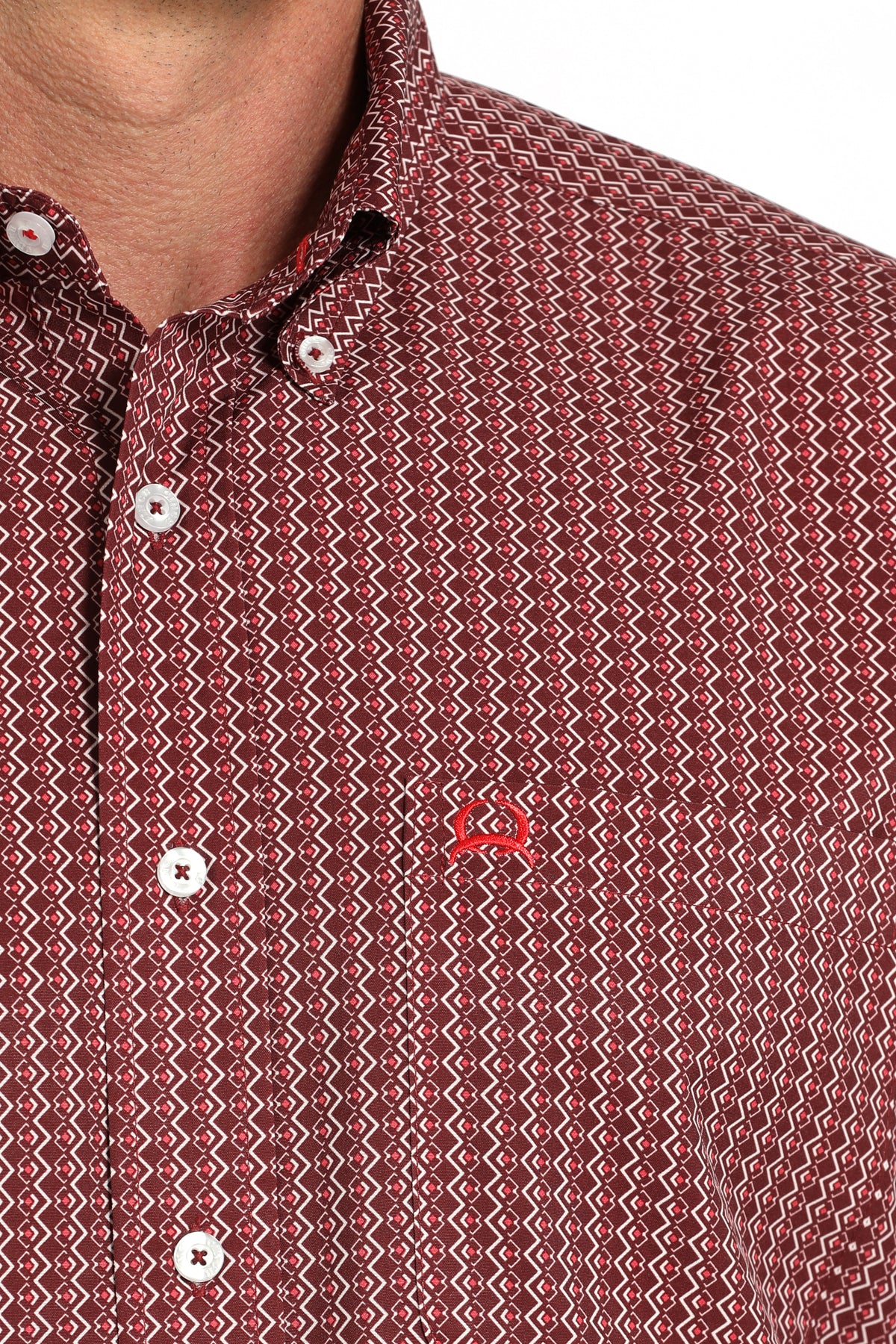 Mens Cinch Short Sleeve Arenaflex Burgundy Shirt