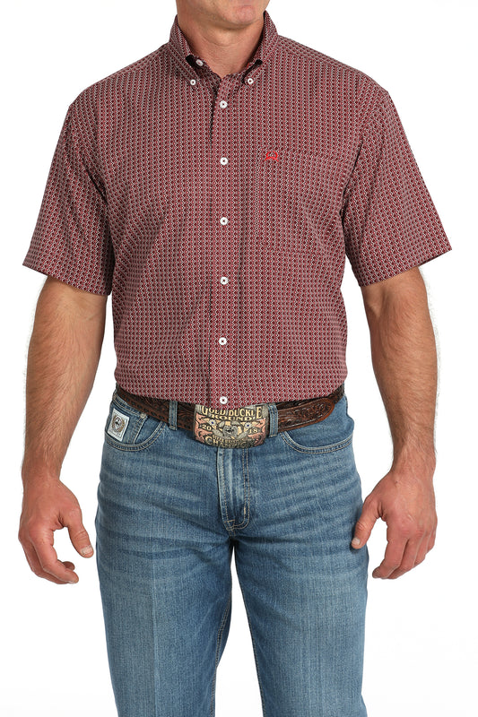 Mens Cinch Short Sleeve Arenaflex Burgundy Shirt