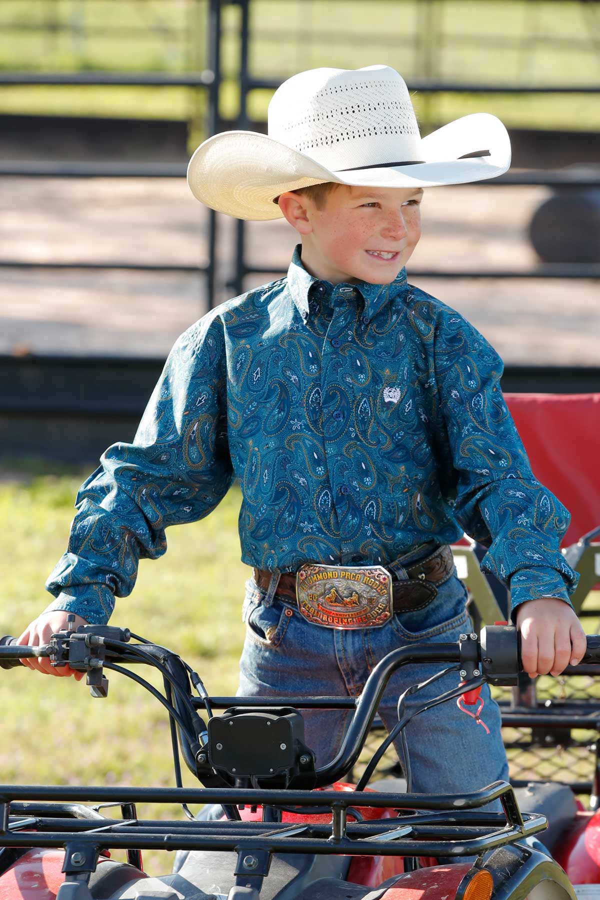 Boys Teal/Gold Paisley Shirt