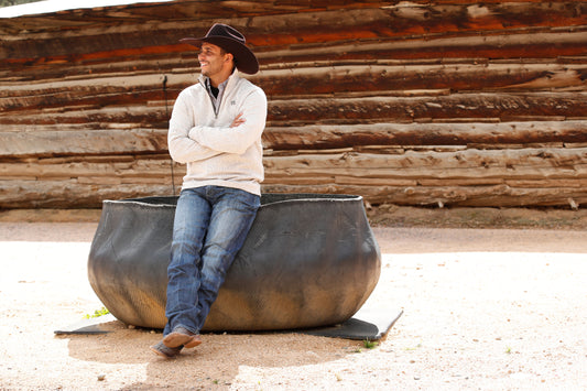 Tan Heather 1/4 zip Sweater Knit