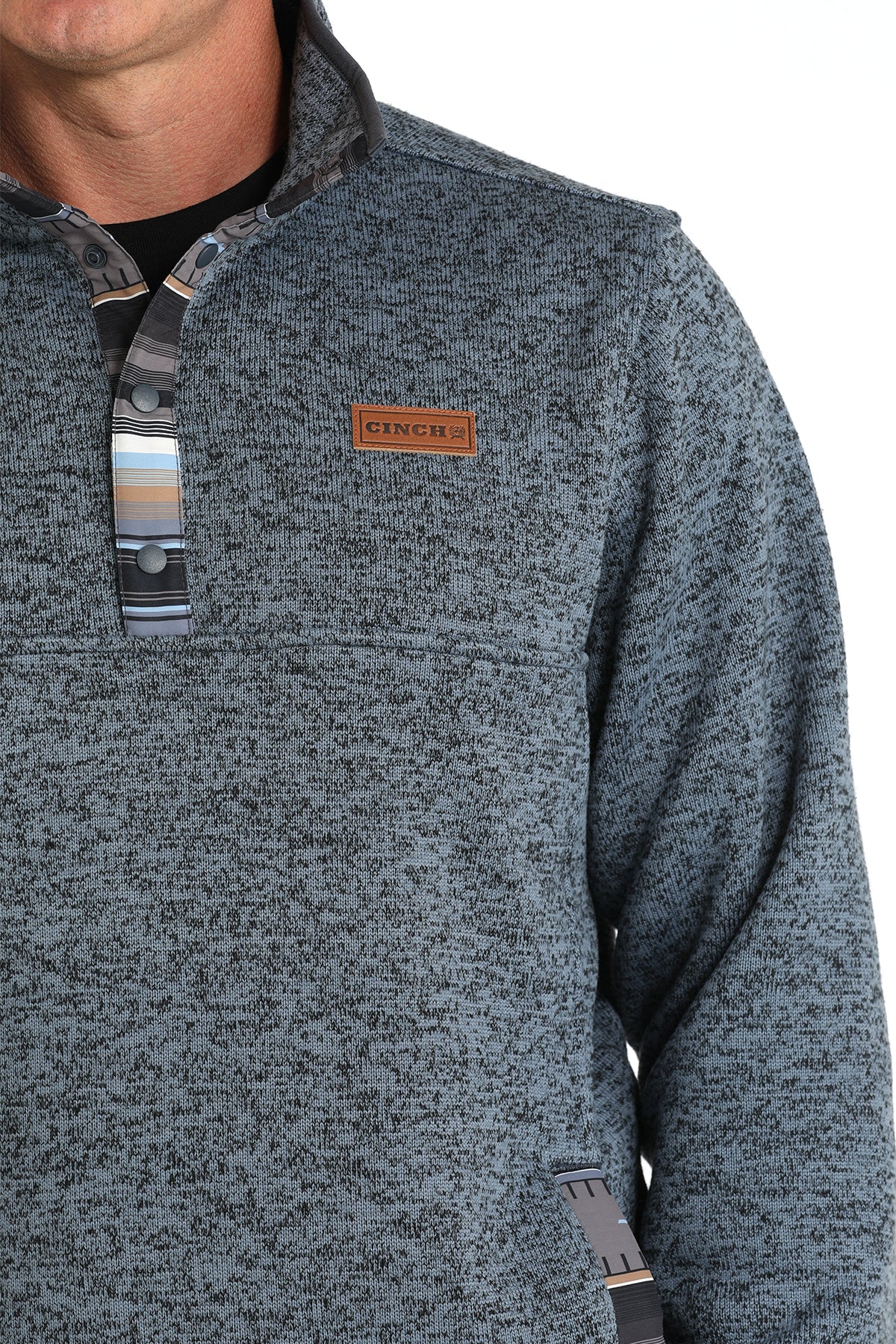 Blue Contrast Trim 3/4 Snap Fleece