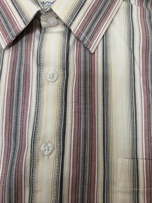 Mens Panhandle Burgundy/Gray Striped Button Shirt