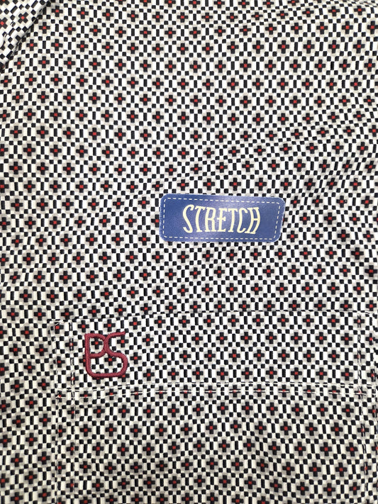 Panhandle Slim Rough Stock White/Black/Grey/Red Geometric Print Buttondown