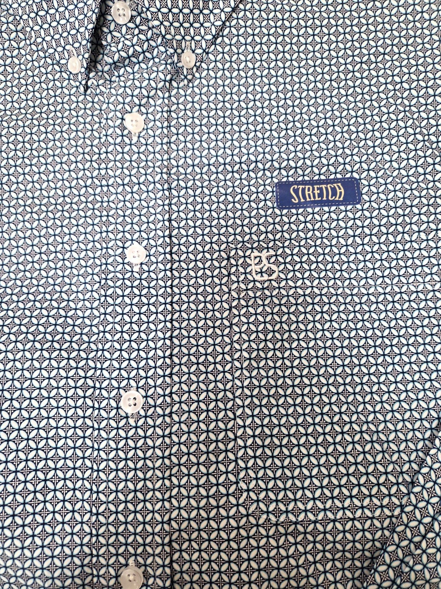 Mens Rough Stock Blue Geometric Buttondown Shirt