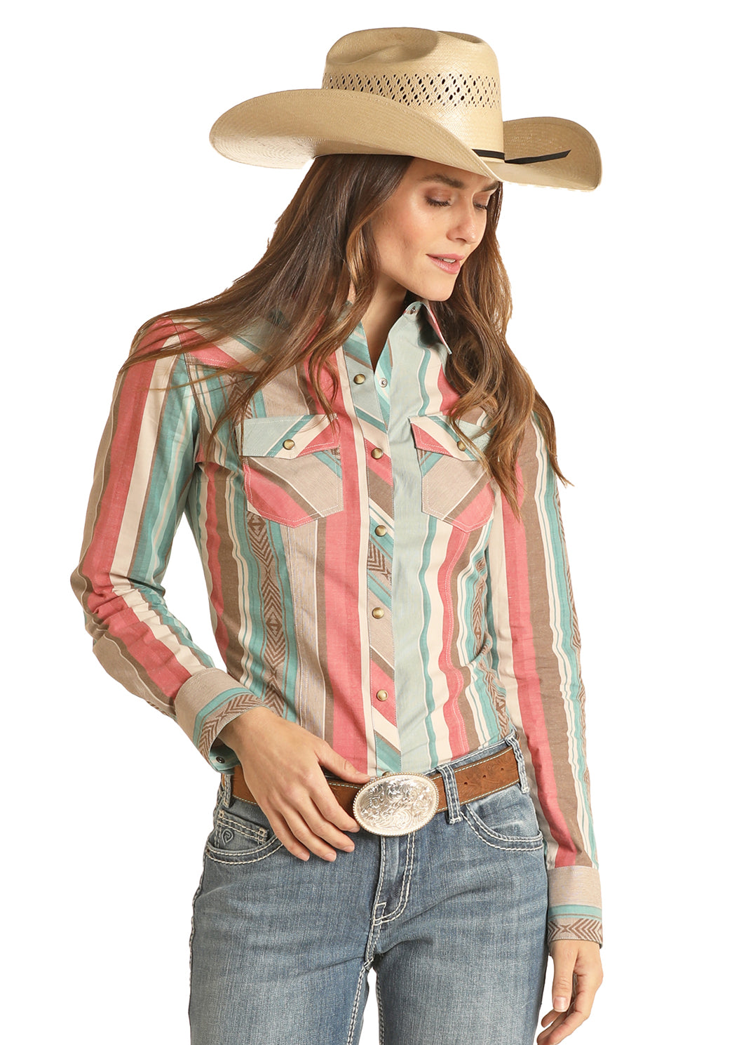 Jade Striped Western Shirt