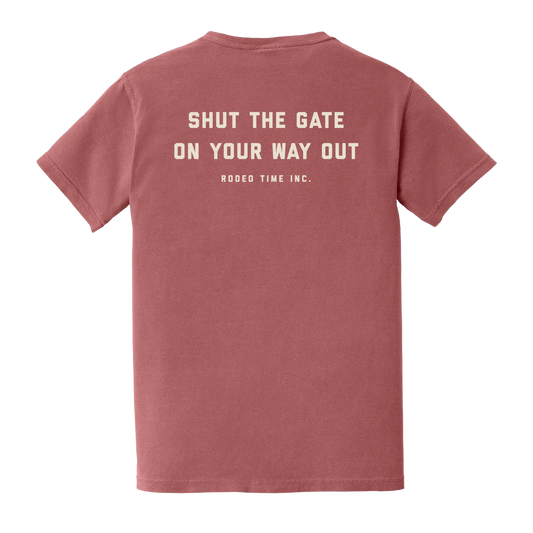Rodeo Time "Shut The Gate" Red Tee Shirt
