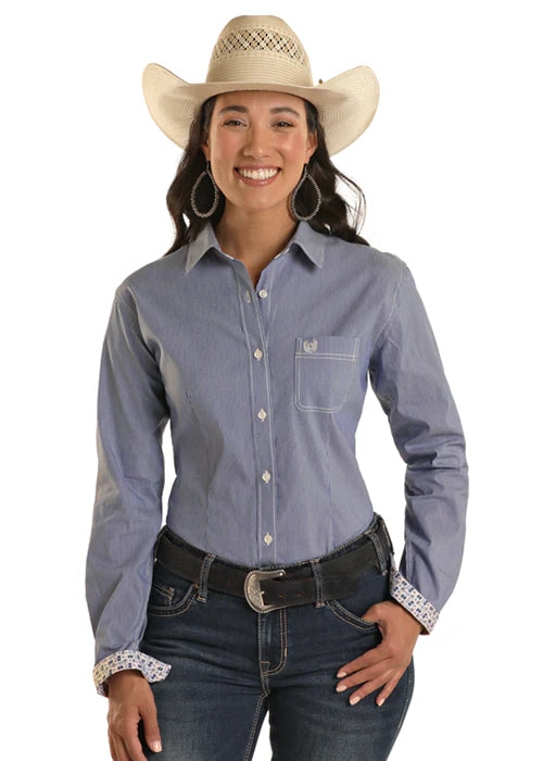 Navy/white Pinstripe Shirt