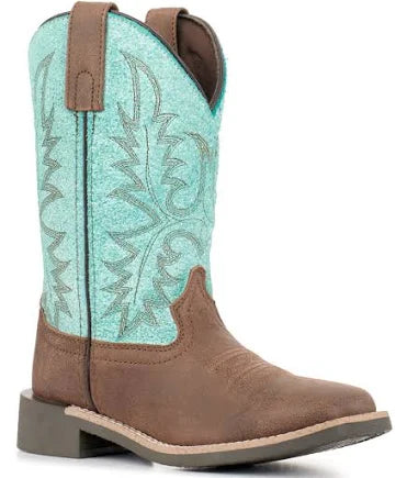 Smoky Mountain Turquoise/Brown Rustic Rider Kids Boot