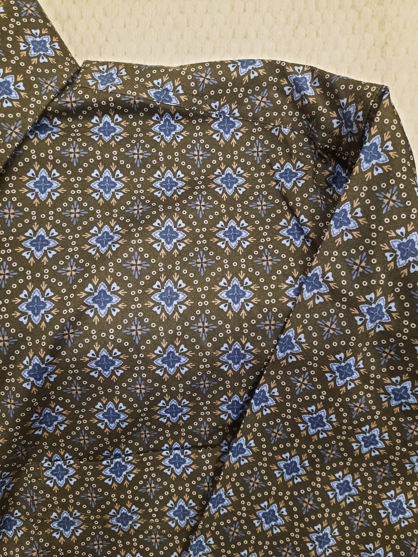 Mens Panhandle Tuff Cooper Brown/Blue Shirt