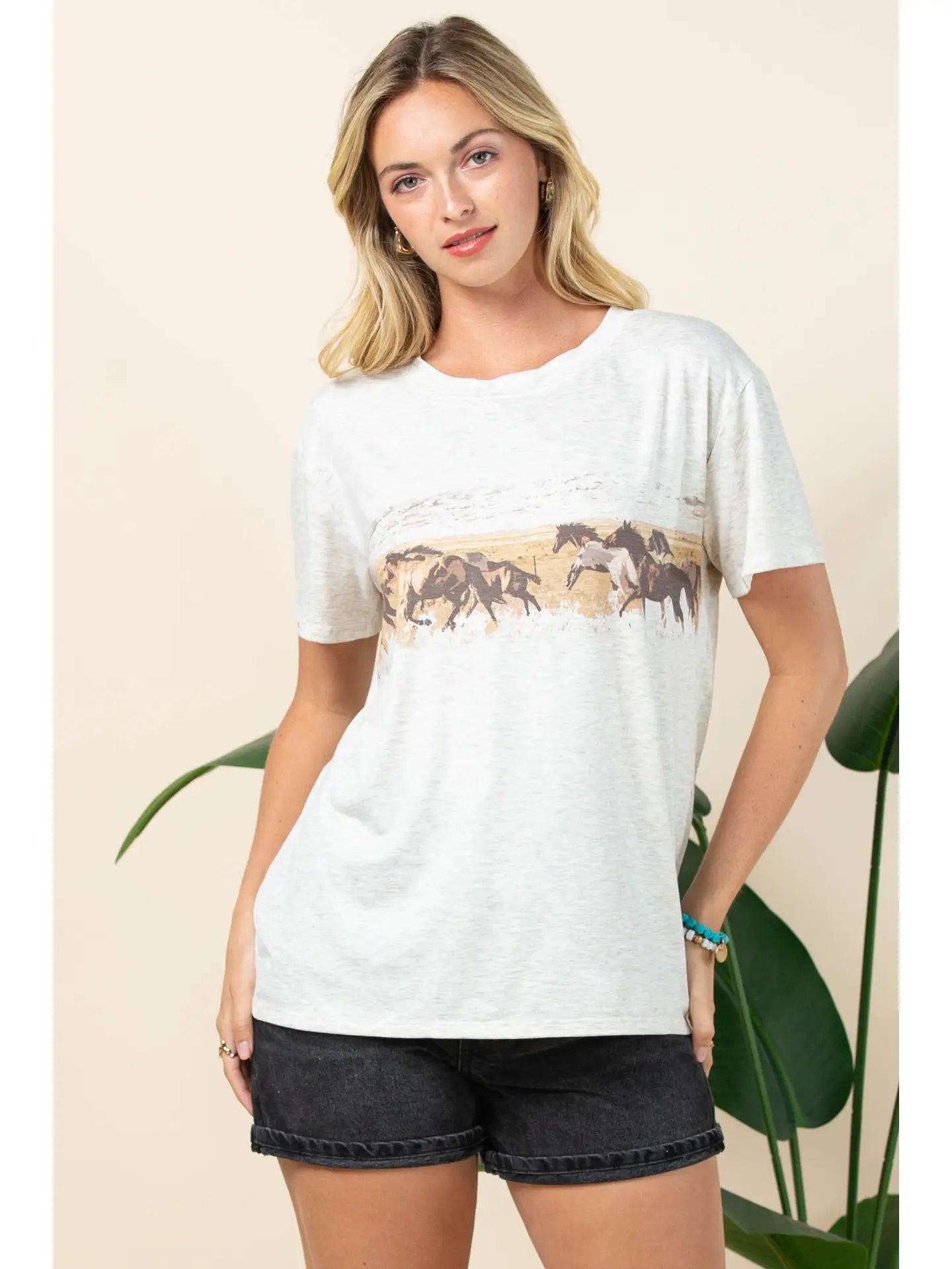 Womens Running Horses Tee Shirt